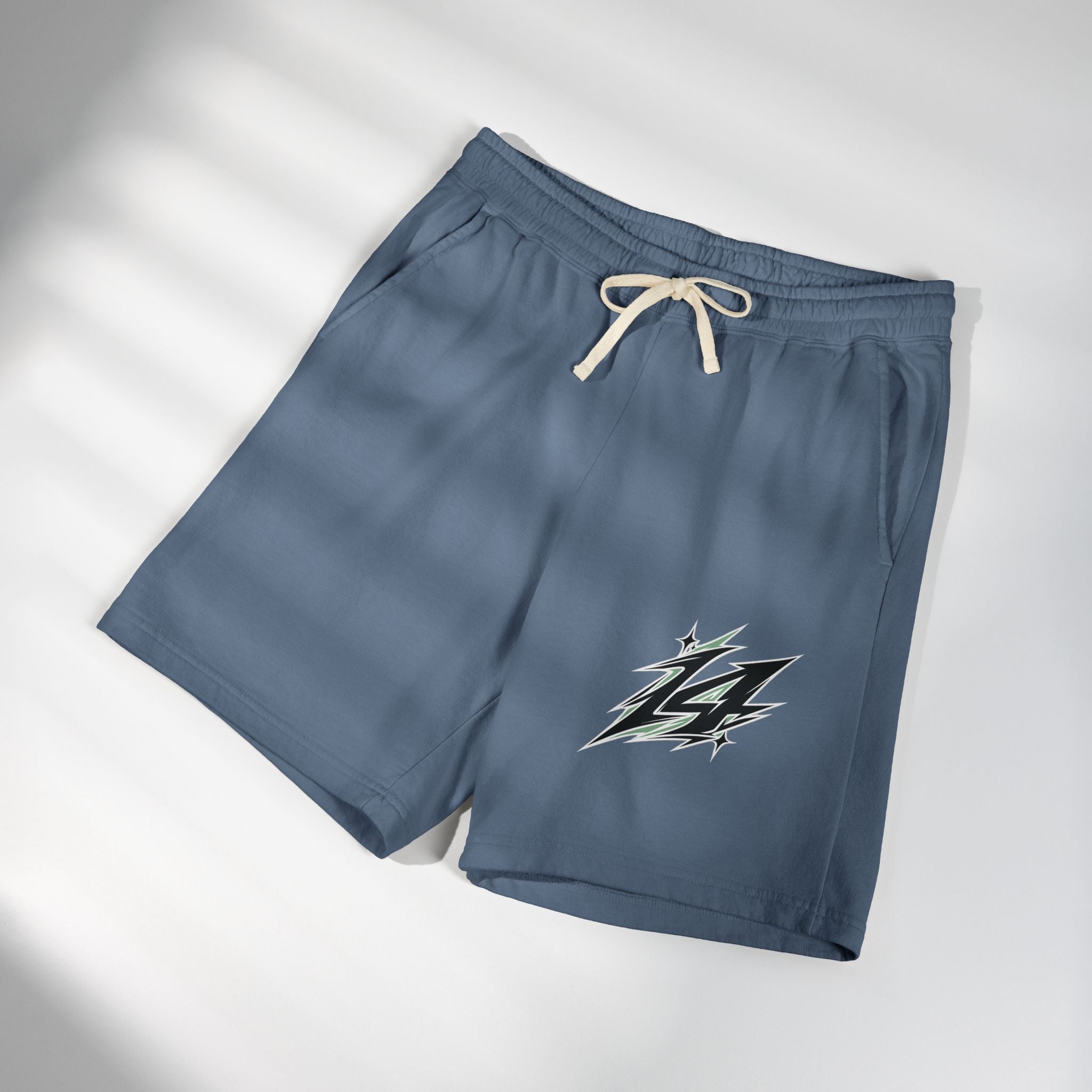 Lightweight Fleece Sweat Shorts — Retro Lightning Logo, Comfortable Casual Loungewear