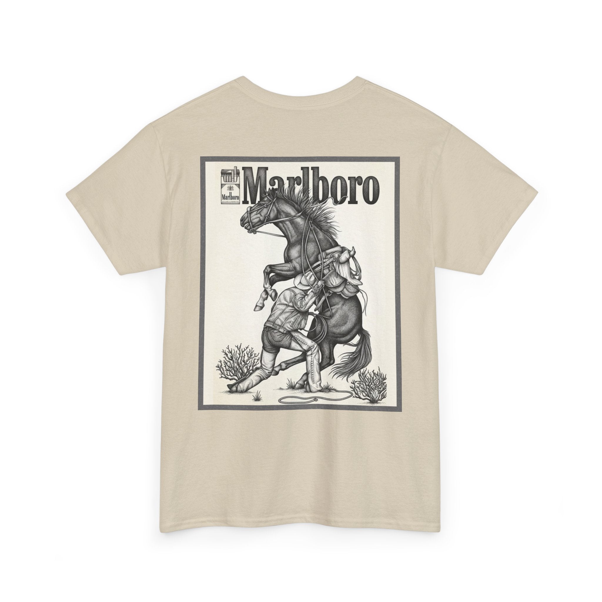 Marlboro Cowboy Graphic Tee — Vintage Western Horseback Design