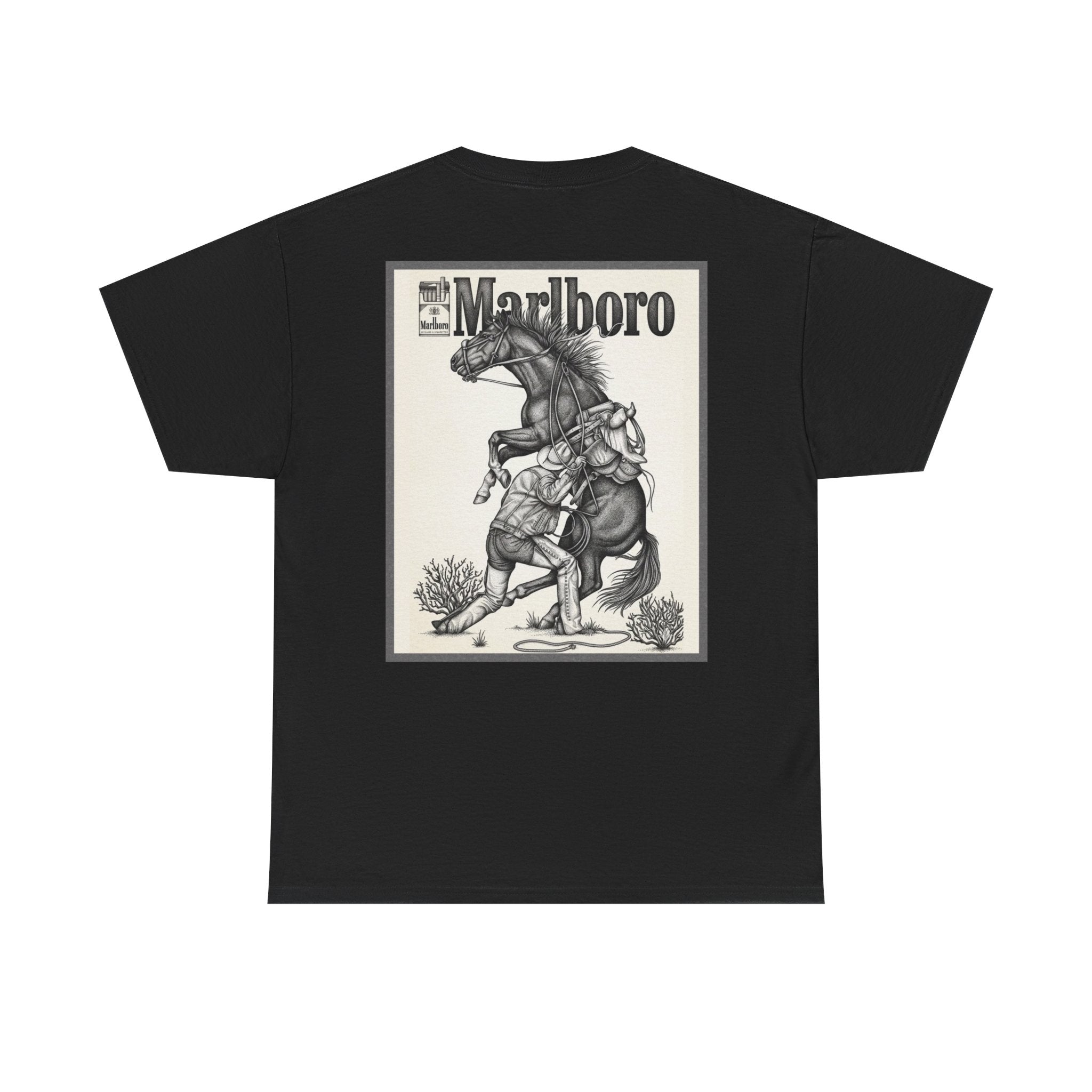Marlboro Cowboy Graphic Tee — Vintage Western Horseback Design