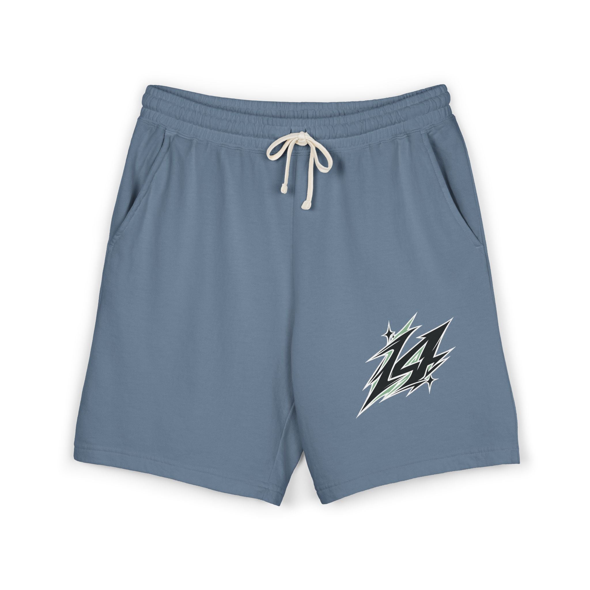 Lightweight Fleece Sweat Shorts — Retro Lightning Logo, Comfortable Casual Loungewear