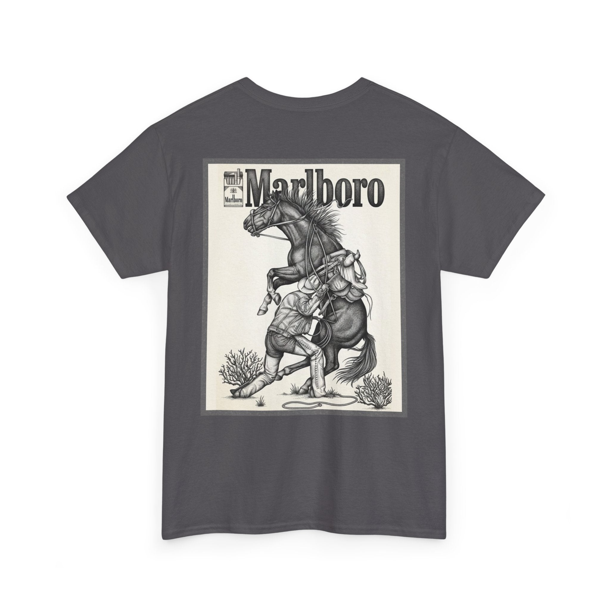 Marlboro Cowboy Graphic Tee — Vintage Western Horseback Design